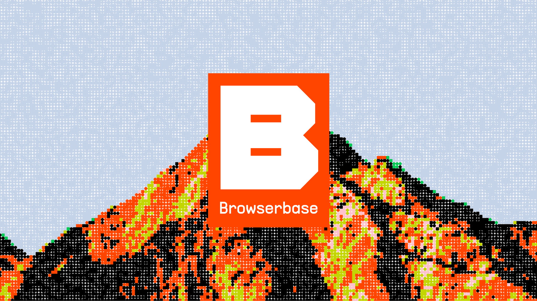 Browserbase rebrand hero — B logo over a stylized mountain