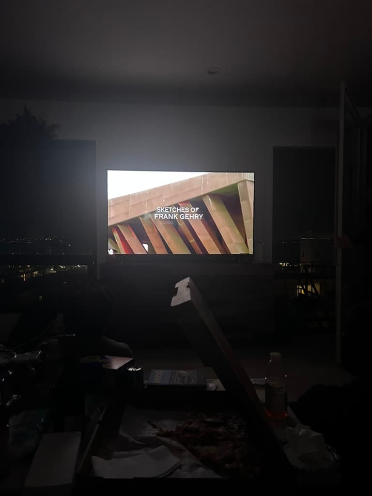 Movie night — Sketches of Frank Gehry on screen
